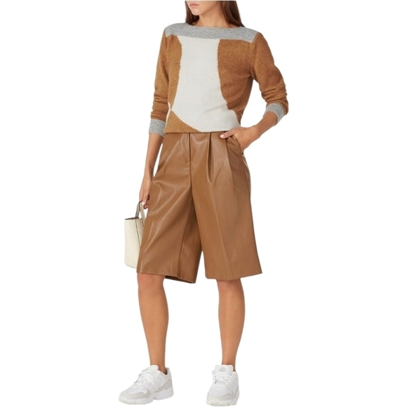 Sita Murt Colorblock Grey Tan Cream Alpaca-Blend Boatneck Sweater  - Picture 3 of 8